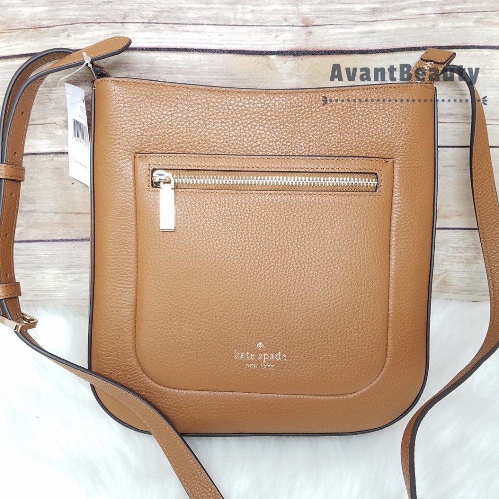 kate Spade New York Leila Top Zipper Crossbody Ginger Brown Large Front Zip Pock - Picture 5 of 10